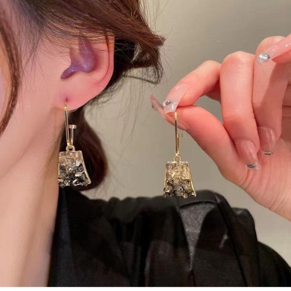 CDQ Silvernålar trapetsformade örhängen i natursten fashionabla vintage örhängen personlighet och temperament örhängen