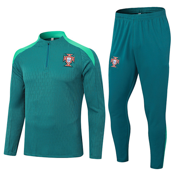 2425 Nya Spanien Portugal Brasilien Vuxen Långärmad Fotbollsträningsuniform Set Portugal / mörkgrön Portugal / dark green XL
