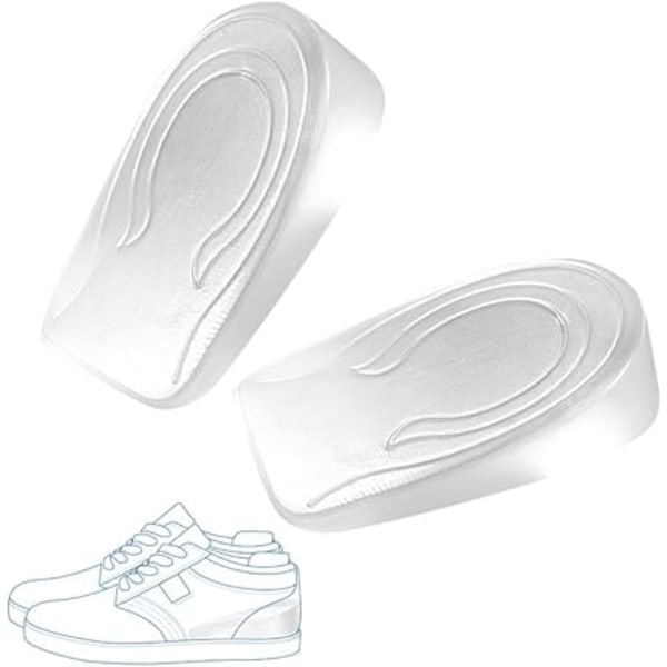 1 par gel häl innersula 2cm, transparent silikon häl lyft innersulor, Calcaneus