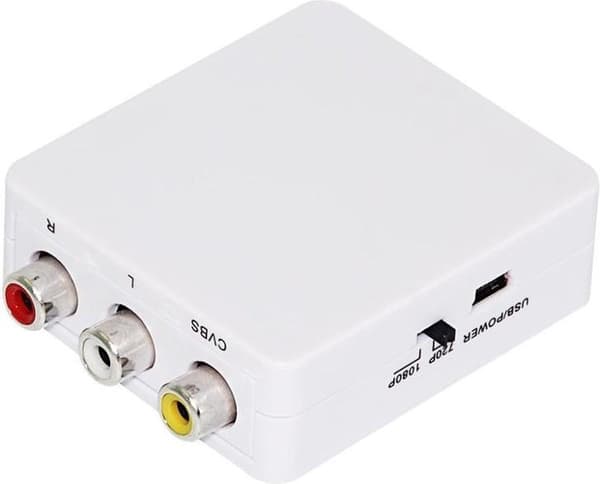 RCA til HDMI-adapter - AV til HDMI-konverter - Hvid