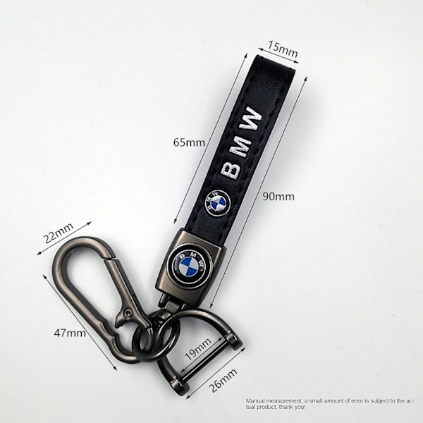 Lädernyckelring för bil, cykel, metallfinish | Robust nyckelring | Nyckelring och krokbeslag i silver Silver Hardware Modern