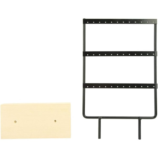 CDQ 36 hål metall smyckesförvaring Display Stand Organizer med trä bas Svart