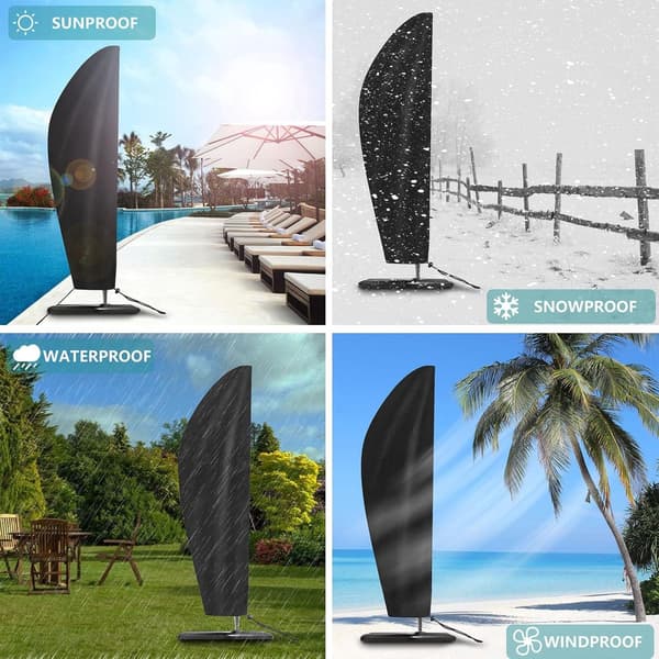 Parasol Protective Cover, Waterproof Offset Parasol Cover, Dust/UV-Proof with Telescopic Pole