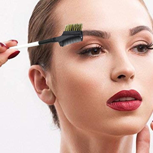 CDQ Makeup ögonbrynsborste & ögonfransskam, bärbart ögonpulver White