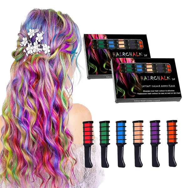 2pack Hair Chalk Comb Tillfällig lys hårfarve