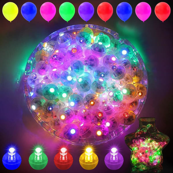50-pakning LED-ballonglys - Mini LED-lyskuler for festdekorasjon - Runde, fargerike blinkende lys for jul, bursdager, bryllup og mer Hvit