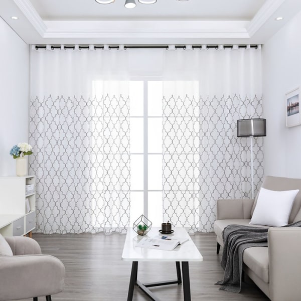 Broderede Halv-Voile Gardiner