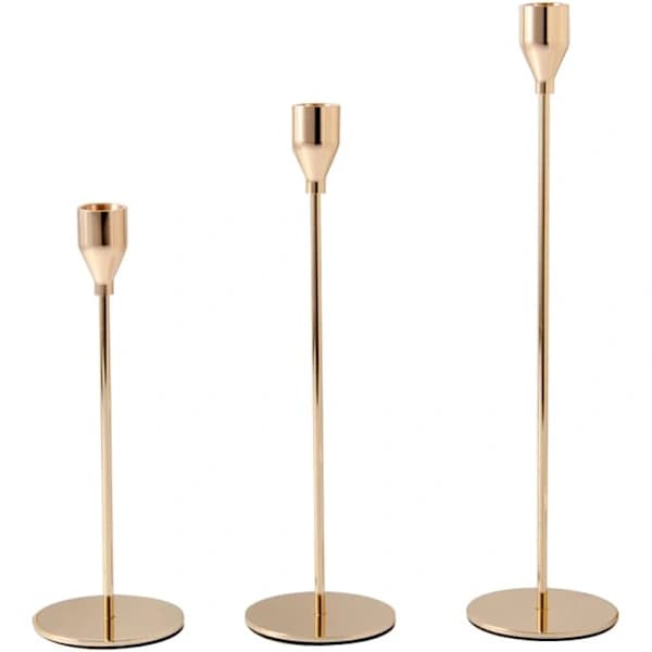 3 Ljusstakar Guld Modern Stående Ljusstake av_tfrf