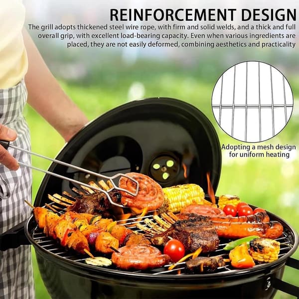 Runt grillgaller i rostfritt stål, hållbart svetsat trådbyte för klotgrillar, camping och picknick, silver, 26 cm