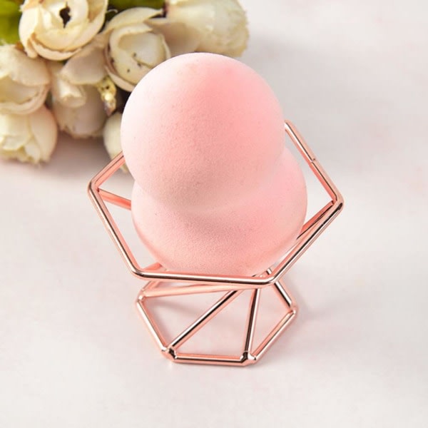 2 stk. sminksvampeholder i metal (roséguld)