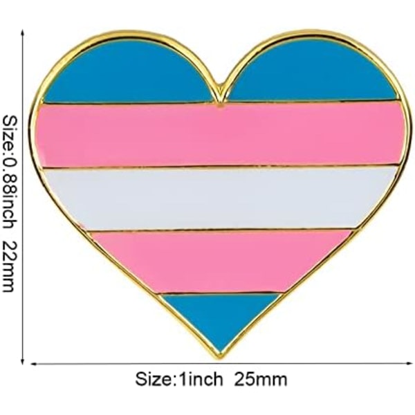CDQ 5-delad horisontell randig regnbåghjärta Brosch Pride Heart Lapel Pin Badge （B） färg 1
