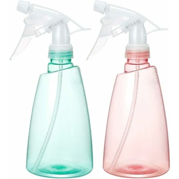 2-pack 500 ml tom sprayflaska Återanvändbar plastsprayflaska med justerbart sprayhuvud för blommor, rengöring, trädgårdsarbete