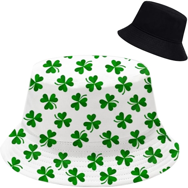 Söt bucket hat strand fiskarhattar för kvinnor, vändbar dubbelsidig användning Green Saint Patrick