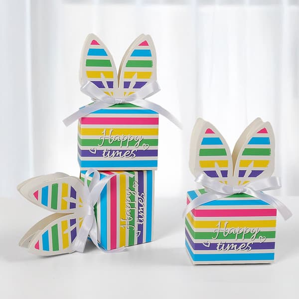 Gift Box Candy Box - Rainbow Rabbit - series - Striped Design - With Print - Festive