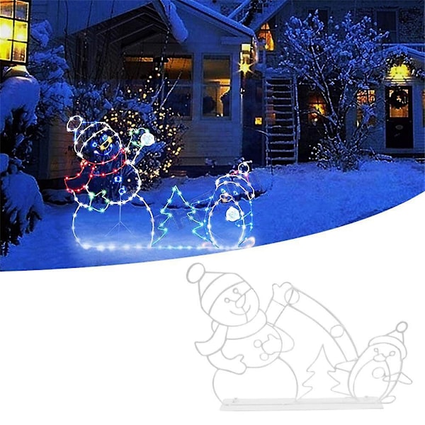 Animerte Julelys Snøballkrig Rammedekorasjon Glødende Snømann & Pingvin