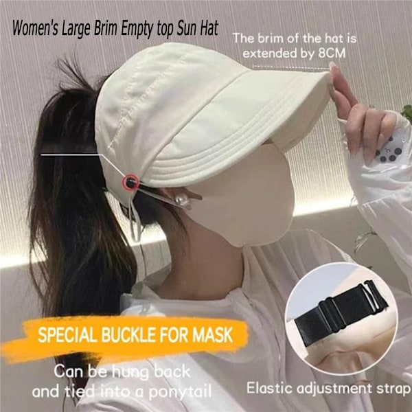 Dam Sommar Solhatt med brett brätte Anti-UV Strandvisir Kepsar Hattar Justerbar Beige