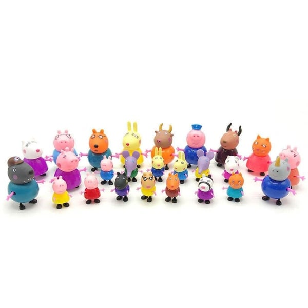 Peppa Pig Perhe &amp; Ystävät Emily Rebecca Suzy Action Figur Leksak 25kpl