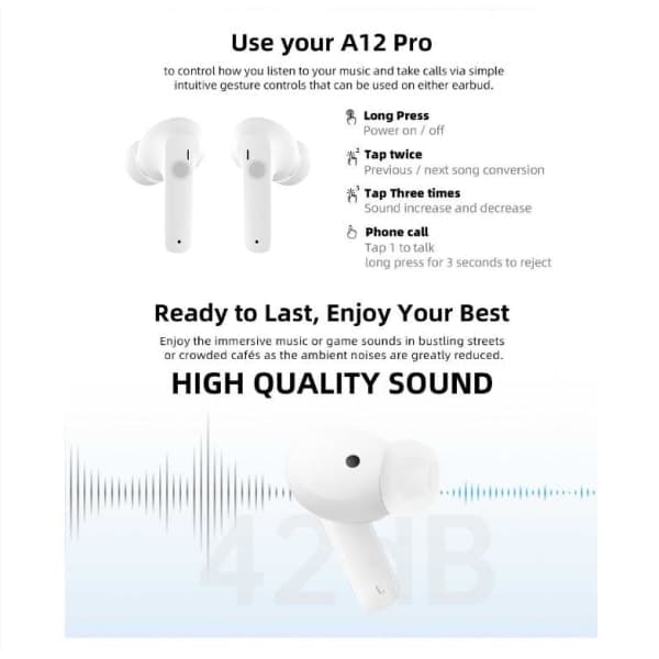 Helt trådløse Pro TWS Bluetooth Stereo In-Ear-høretelefoner USB-C Sort