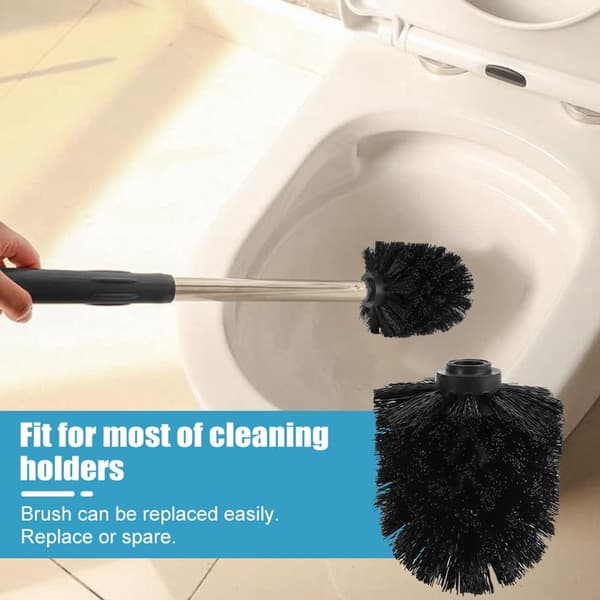 Toilet Brush Heads 5-pack - Removable - 80x100 mm - Black Plastic - Universal 12 mm Thread - Replacement Heads