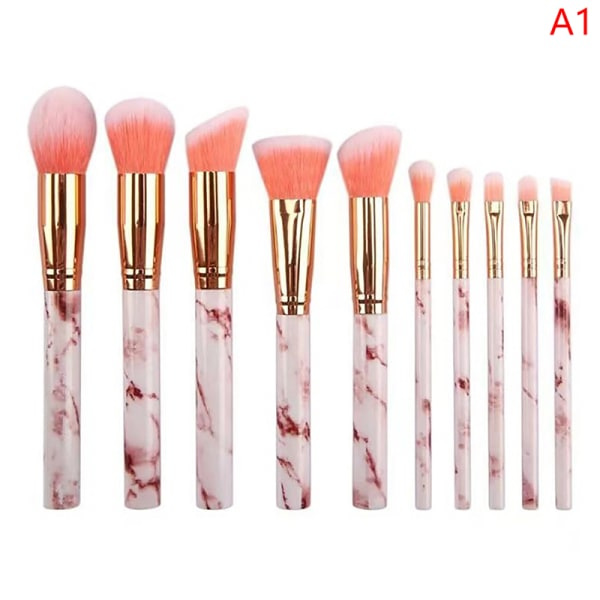 10 stk Sminkebørstesett Rouge Foundation Børster Øyenskygge Concealer rosa en størrelse