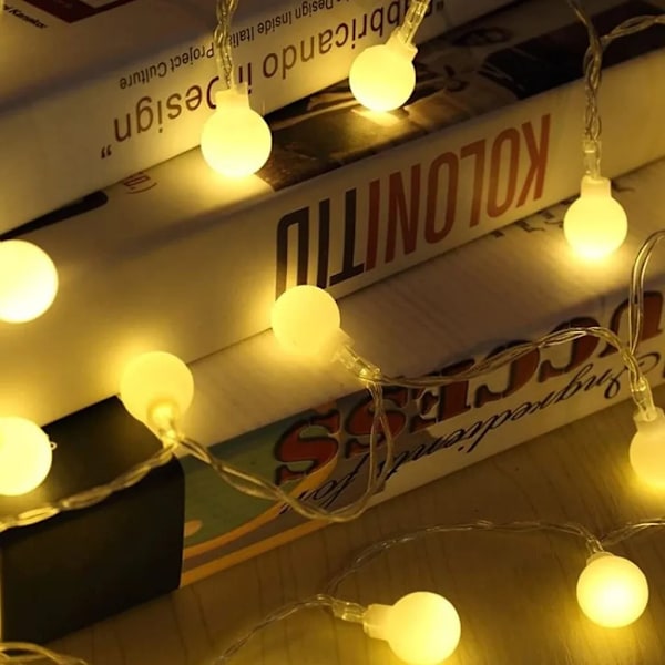 6M 40 LED-valoketju pallo valoketju valaistus juhla puutarha koriste lamppu juhlavalaistus joulukoriste (lämmin valkoinen)