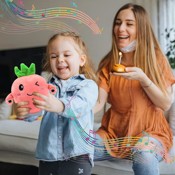 Strawberry Induction Beat Piano Plyschleksak Fruit Interactive Musical Sensing Rhythm Instrument Leksak Multiplayer Elektronisk, Rosa, 9''