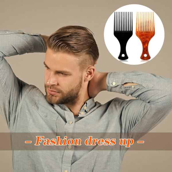 2-delad Afro Comb Antistatisk Afro hårborste Afro Comb Wide Teet
