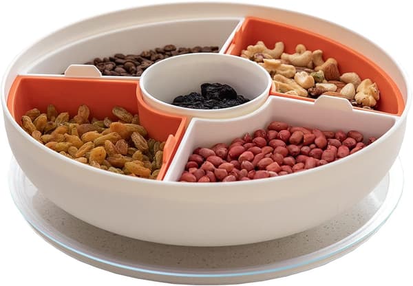 Reusable Snack Container with Portion Control Snack Tray, Non-Slip Silicone Bottom and Handle for Easy Transport