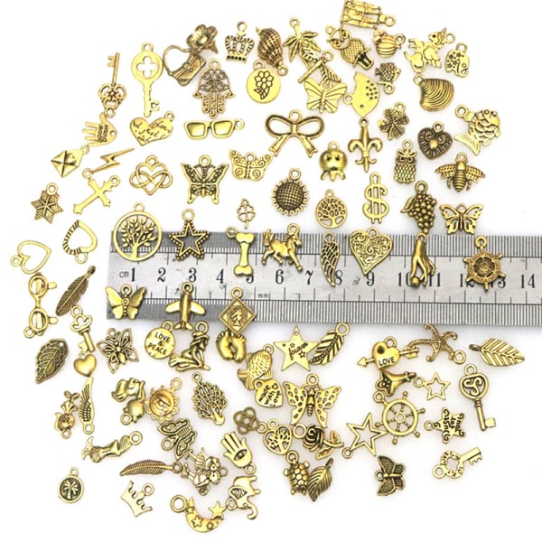 CDQ 50 st metall smycken sjarm DIY hänge tilbehör 50stk
