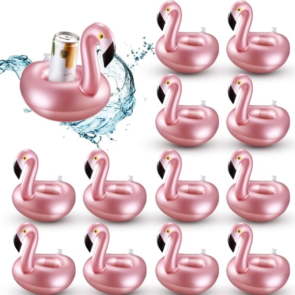 12 stk oppustelig drikkeholder Flamingo drikke flyder Genanvendelig oppustelig søde dyrekopunderlag Pool kopholder til sommerens svømmefest
