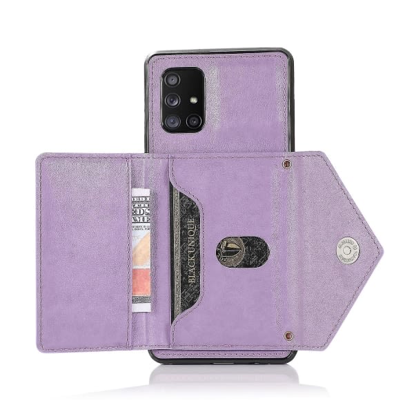 Samsung Galaxy A51 4g-deksel med kortholdere, stativ, rem for kvinner Crossbody-deksel Pu- cover lilla