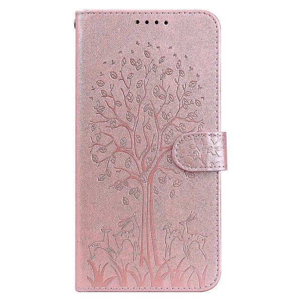Kompatibelt Iphone 13 Pro Max Case Cover kohokuviointi Etui Coque - Rosa träd och rådjur null none