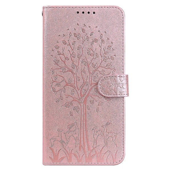 Kompatibelt Iphone 13 Pro Max Deksel Deksel Embossing Etui Coque - Rosa träd och rådjur null ingen