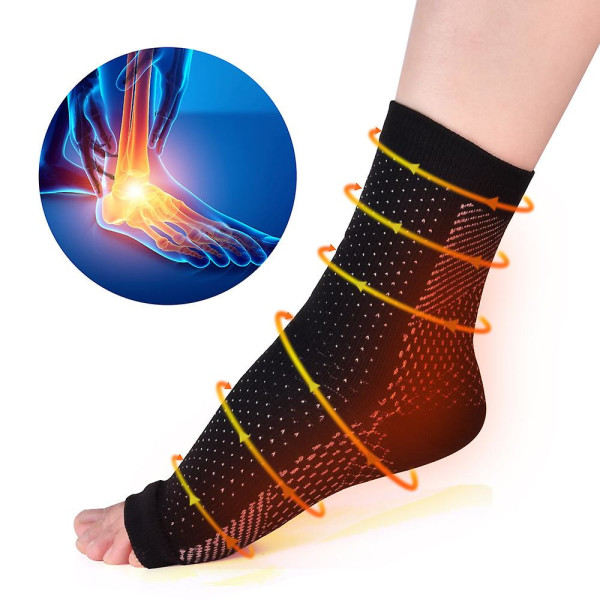 Kompressionsstrømper Ankelstøtte Åben Tå Plantar Fasciitis Strømper Smerteærmer s/m zdq