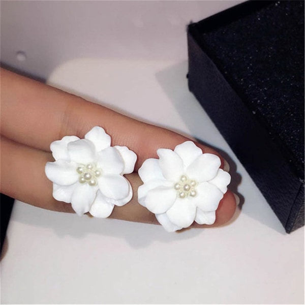 Kvinder Hvide Blomster Polymer Ler Øreringe Øreringe Øreringe Sommer Strand Øreringe, 1 Par