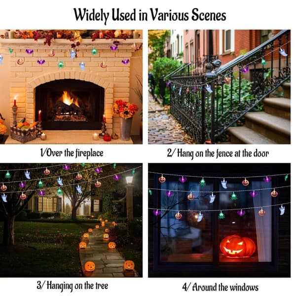 Halloween Ljusslinga – 20 LED 3D Pumpa, Fladdermus & Spöke, USB, Inomhus/Utomhus_TF_TF