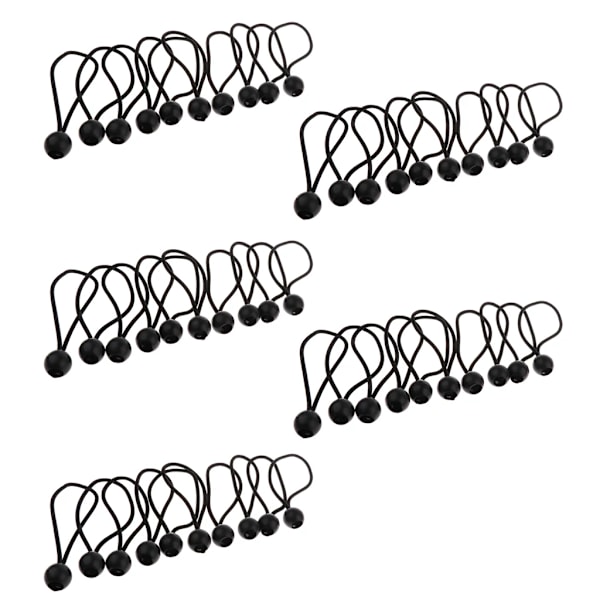 50 stk 162 mm 5 mm kraftige kule strikk tauer elastiske tau for å sikre baldakin telt presenning Black