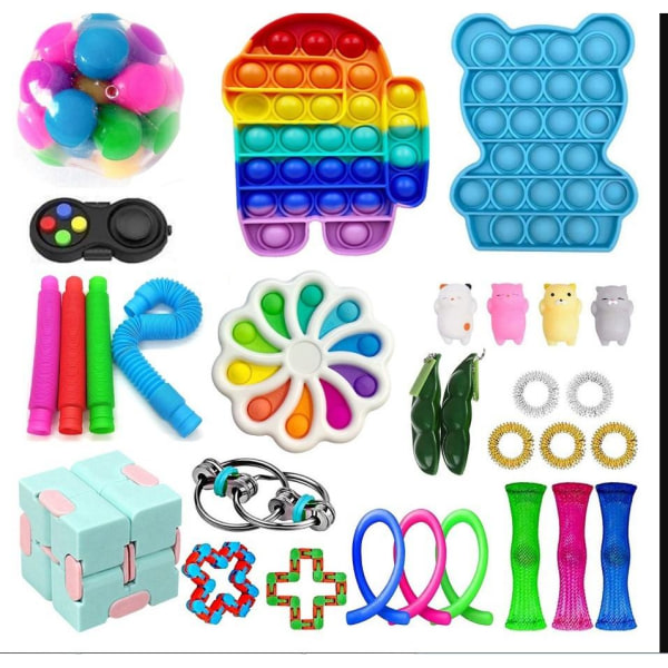 30st fidget leksaker pack festfavörer sensoriskt pop it stressboll