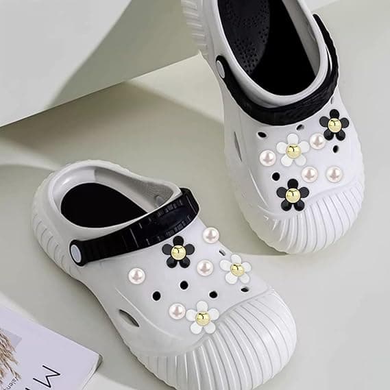 18 stk. perle- og blomsterkrokodille charms, skosmykker tilbehør til kvinder