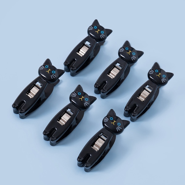 Katte-chipsklips, papirclips, chipmadopbevaringsposeforseglingsclips, plastikchipspose black