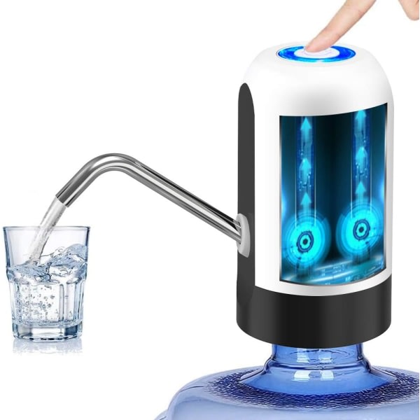 Vattenflaskpump 5 gallona vattenflaskautomat USB -laddning Automatisk dricksvattenpump Bärbar sähköinen vattendispenser (Vit) CDQ