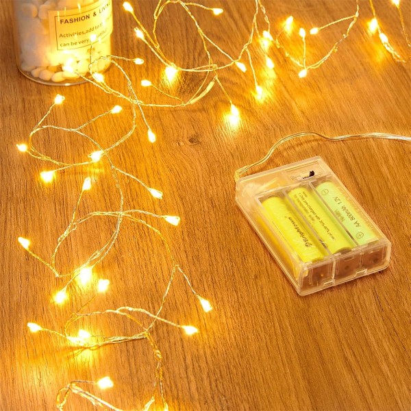 5Ft Battery Operated Waterproof LED String Lights, Warm White