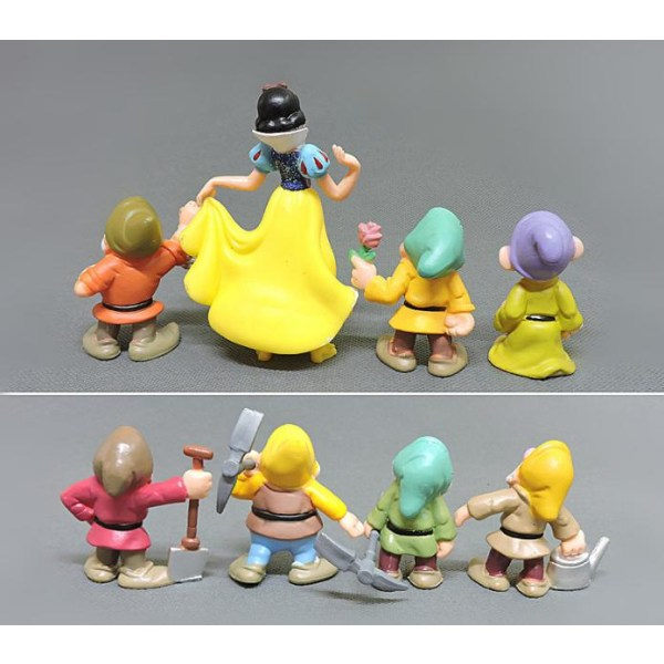 Snövit och de sju dvärgarna figurer prydnadsleksaker 8st  set zdq