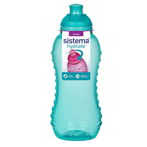 Sistema drinkflaskor Twist 'n' Sip 330 ml Sett med 3 blå turkos rosa null ingen