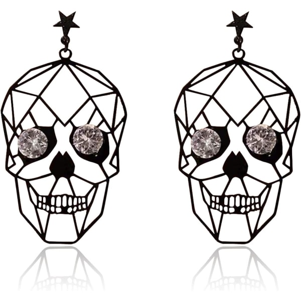 Heyone Delikat Lätt metallisk utskärning Filigrankrok Dinglar Örhängen Söta Halloween Skull Studs Örhängen Gothic Cool Statement