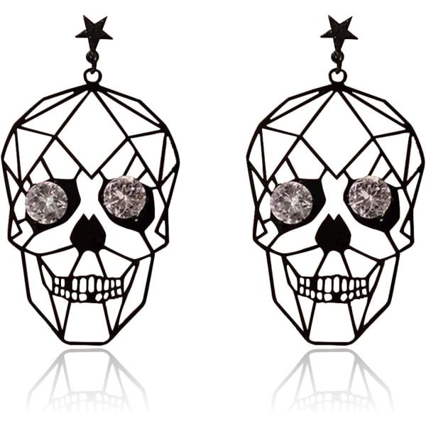 Heyone Delikat Lätt Metallisk Utskärning Filigrankrok Dinglar Örhängen Söta Halloween Skull Studs Örhängen Gothic Cool Statement