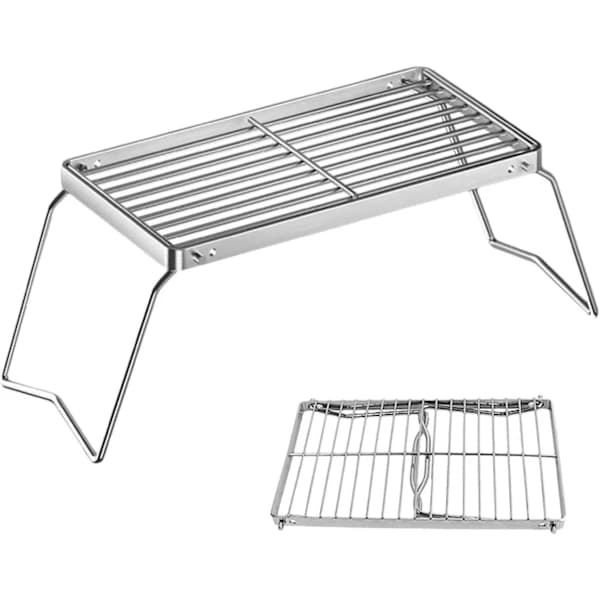 Sammenklappelig campinggrill i rustfrit stål med justerbar rist til camping, picnic, indendørs grill 30 x 16 cm