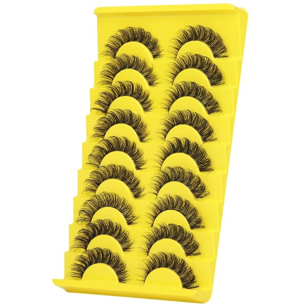Ryska Strip Lashes D Curl Naturlig Look Faux Mink Fransar