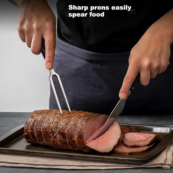 Waffle Fork/Meat Fork - 30 cm - Stainless Steel with Black Handle - For Waffle Iron, Grill, Turkey Roasting - Serving Fork