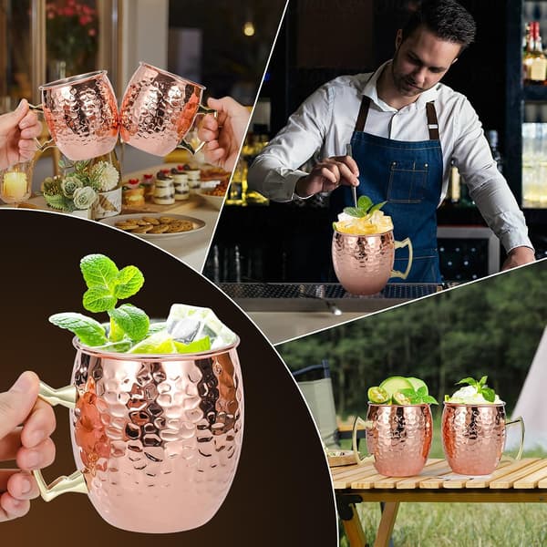 Moscow Mule -mukisetti - 4 kpl - 500 ml - vasaroitu kuparinäkö